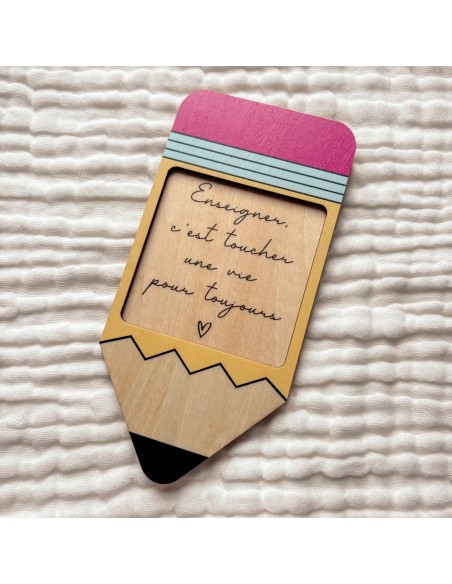 Support Post-it Crayon Bois – Cadeau Fin d'Année Maîtresse