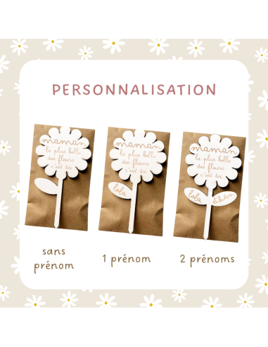 Fleur Bois Gravée Kit Graines – Cadeau Fête des Mères