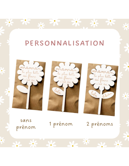 Fleur Bois Gravée Kit Graines – Cadeau Fête des Mères