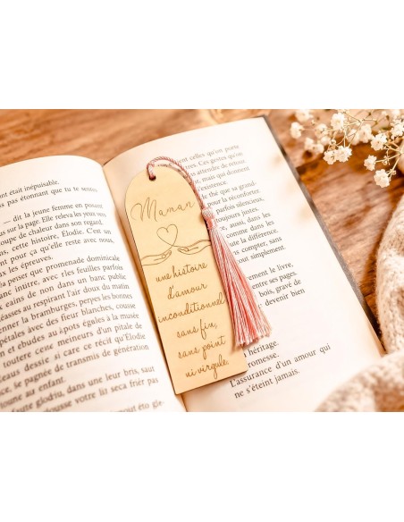 Marque-page Bois Gravé – Cadeau Fête des Mères Maman