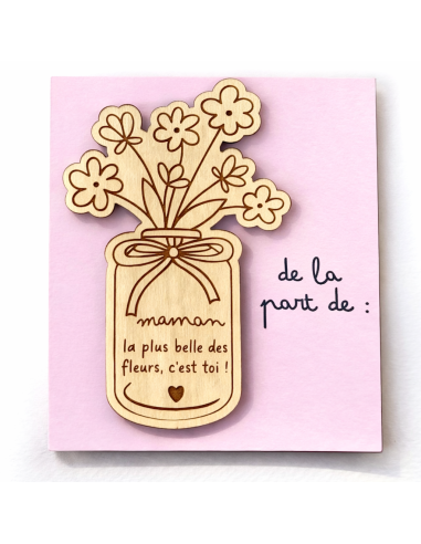 Aimant Bois Gravé Maman – Cadeau Fête des Mères Enfant