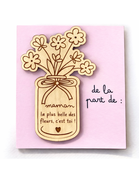 Aimant Bois Gravé Maman – Cadeau Fête des Mères Enfant
