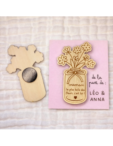 Aimant Bois Gravé Maman – Cadeau Fête des Mères Enfant