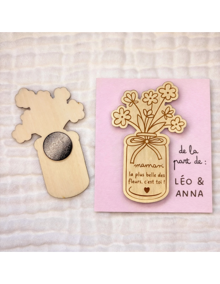 Aimant Bois Gravé Maman – Cadeau Fête des Mères Enfant