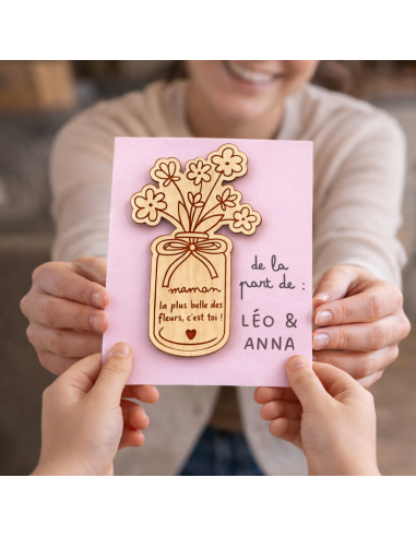 Aimant Bois Gravé Maman – Cadeau Fête des Mères Enfant