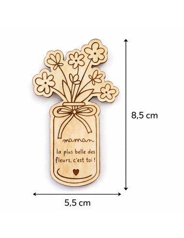 Aimant Bois Gravé Maman – Cadeau Fête des Mères Enfant