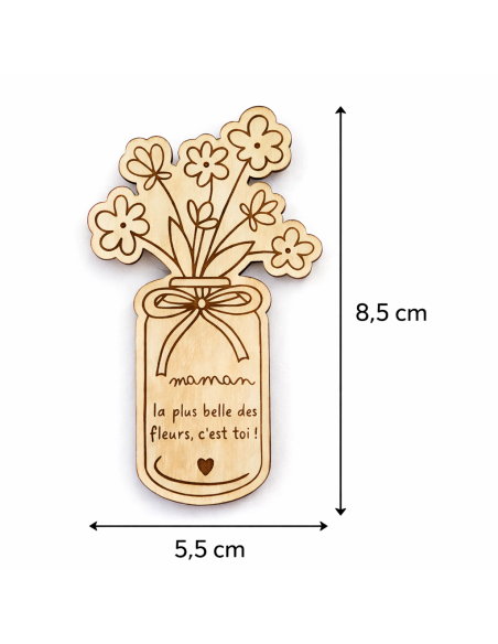 Aimant Bois Gravé Maman – Cadeau Fête des Mères Enfant