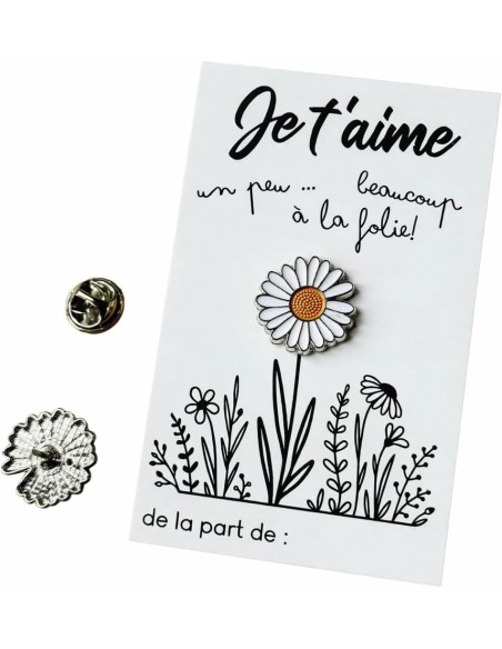 Pin's Marguerite Je t'aime – Cadeau Personnel