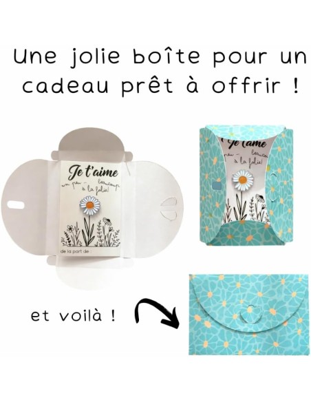 Pin's Marguerite Je t'aime – Cadeau Personnel