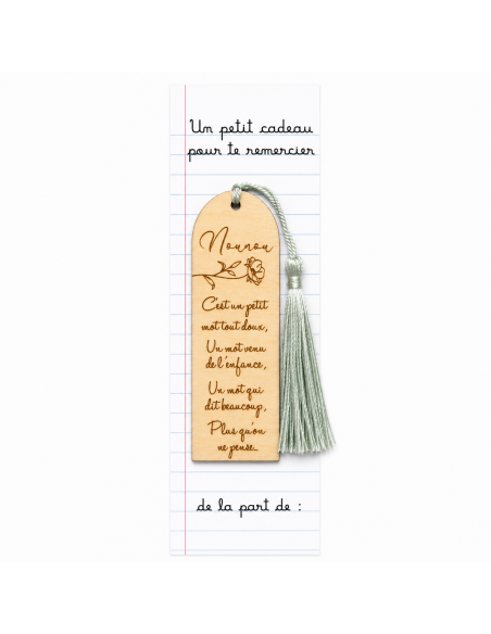 Marque-page Bois Gravé – Cadeau Fin d'Année Nounou