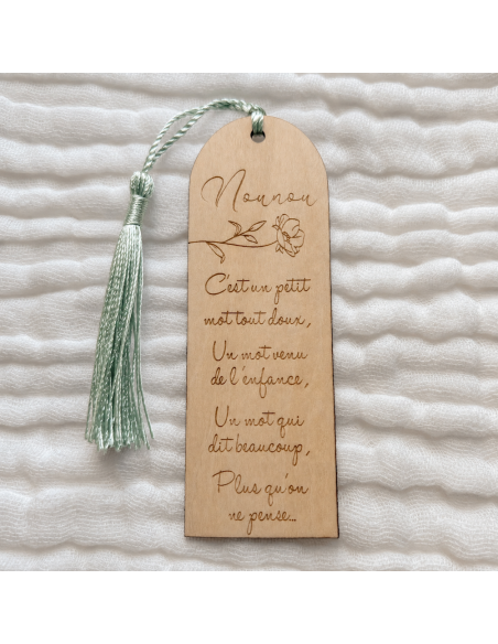 Marque-page Bois Gravé – Cadeau Fin d'Année Nounou
