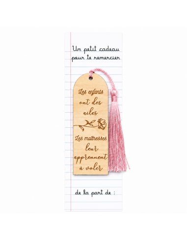 Marque-page Bois Gravé – Cadeau Fin d'Année Maîtresse