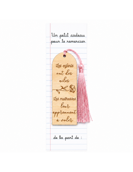 Marque-page Bois Gravé – Cadeau Fin d'Année Maîtresse