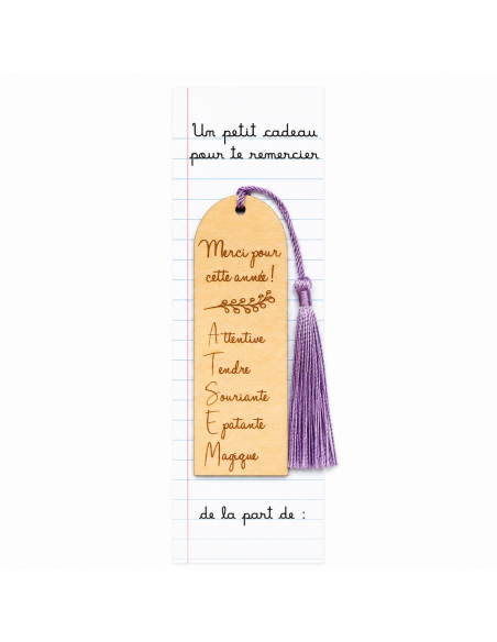 Marque-page Bois Gravé – Cadeau Fin d'Année ATSEM