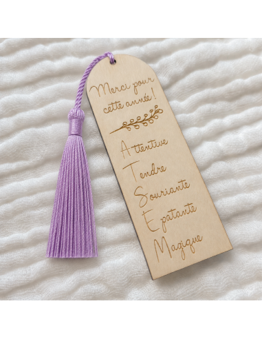 Marque-page Bois Gravé – Cadeau Fin d'Année ATSEM