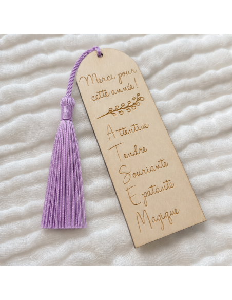 Marque-page Bois Gravé – Cadeau Fin d'Année ATSEM