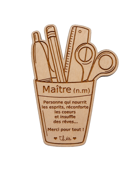 Aimant Bois Gravé Définition Maître – Fin d'Année