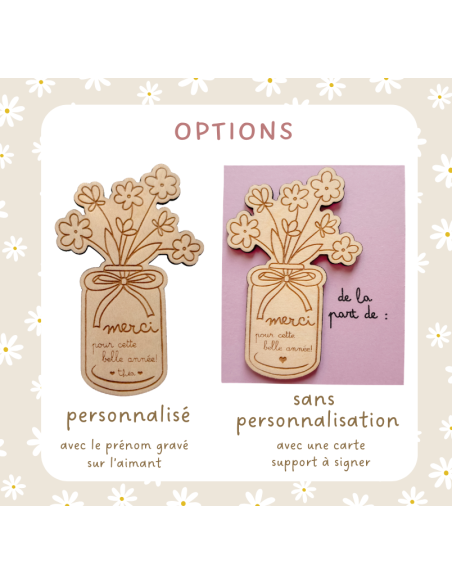 Aimant Bois Gravé Bouquet Fleurs – Fin d'Année