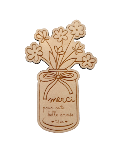 Aimant Bois Gravé Bouquet Fleurs – Fin d'Année