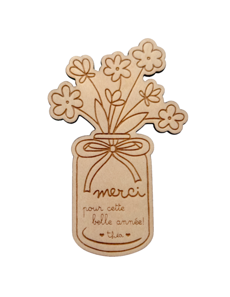 Aimant Bois Gravé Bouquet Fleurs – Fin d'Année