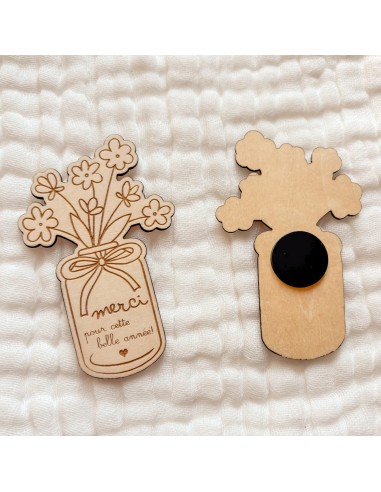 Aimant Bois Gravé Bouquet Fleurs – Fin d'Année