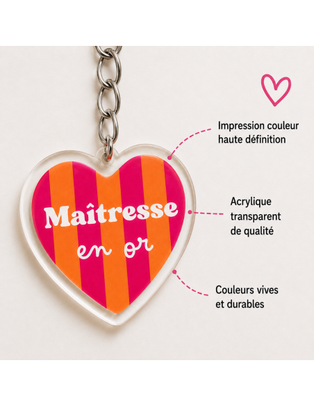 Porte-clé Maîtresse en Or – Cadeau Fin d'Année