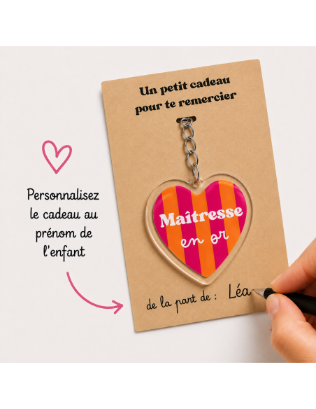 Porte-clé Maîtresse en Or – Cadeau Fin d'Année