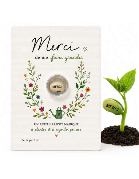 Carte Haricot Merci – Cadeau Fin d'Année Scolaire 🌱