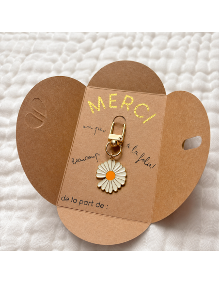Porte-clé Marguerite Merci – Cadeau Fin d'Année Éducateurs