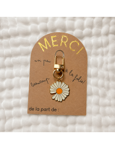 Porte-clé Marguerite Merci – Cadeau Fin d'Année Éducateurs