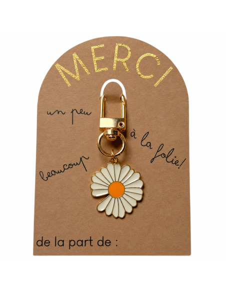 Porte-clé Marguerite Merci – Cadeau Fin d'Année Éducateurs