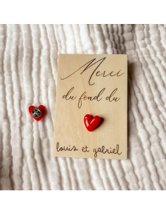 Carte Bois + Pin's Cœur – Cadeau Fin d'Année Éducateurs 2