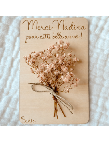Carte Fleurs Séchées Personnalisée – Fin d'Année École