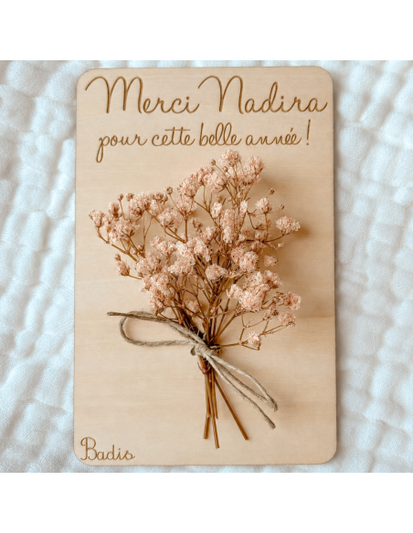 Carte Fleurs Séchées Personnalisée – Fin d'Année École