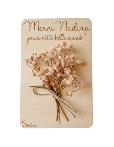 Carte Fleurs Séchées Personnalisée – Fin d'Année École