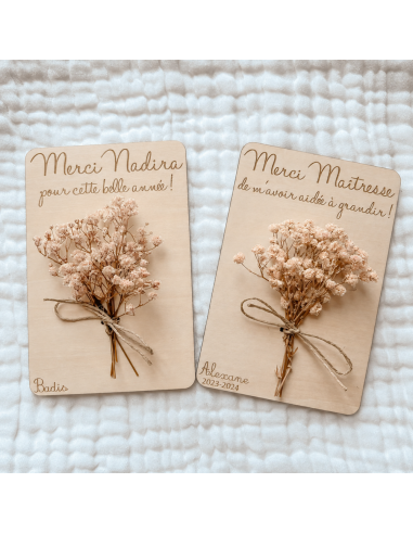 Carte Fleurs Séchées Personnalisée – Fin d'Année École