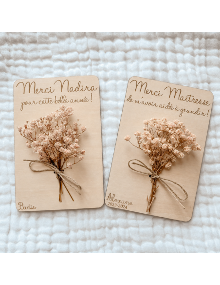 Carte Fleurs Séchées Personnalisée – Fin d'Année École
