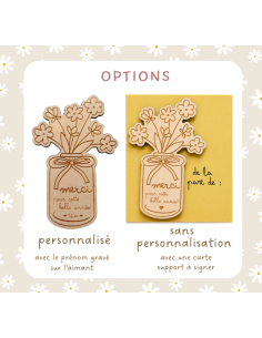 Aimant Bois Gravé Bouquet Fleurs – Fin d'Année 2