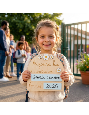 Pancarte Rentrée Scolaire Fleurs – Ardoise Réutilisable