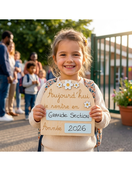 Pancarte Rentrée Scolaire Fleurs – Ardoise Réutilisable