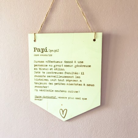 Affiche Bannière en Bois Définition Papi